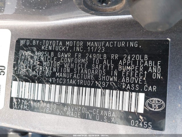 2024 TOYOTA CAMRY HYBRID 4T1C31AK1RU071297 Photo 8