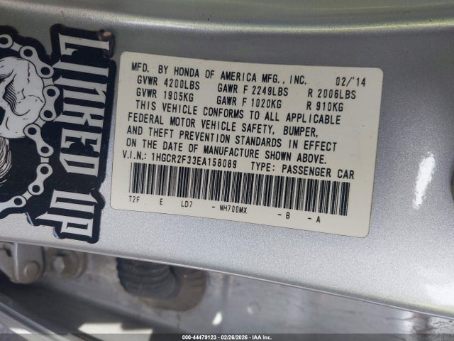 1HGCR2F33EA158089 Honda ACCORD LX