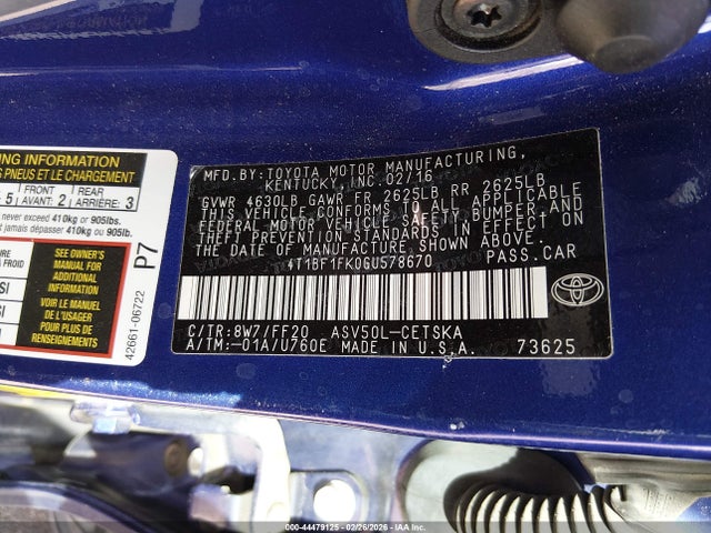 4T1BF1FK0GU578670 Toyota CAMRY SE