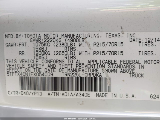 Toyota Tacoma 2015 5TFTX4CN1FX054009 Image 9