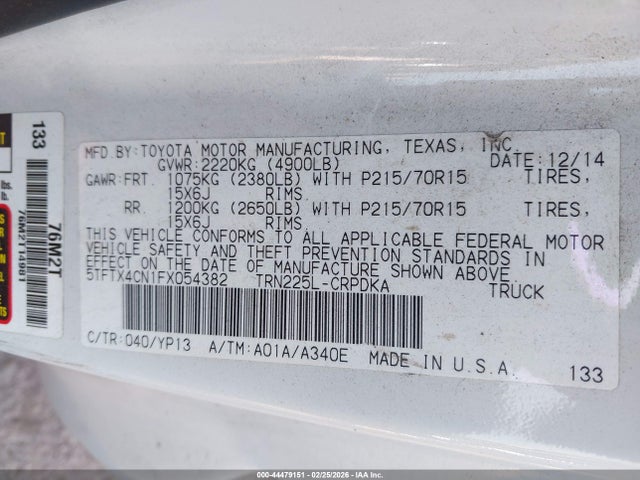 Toyota Tacoma 2015 5TFTX4CN1FX054382 Image 9