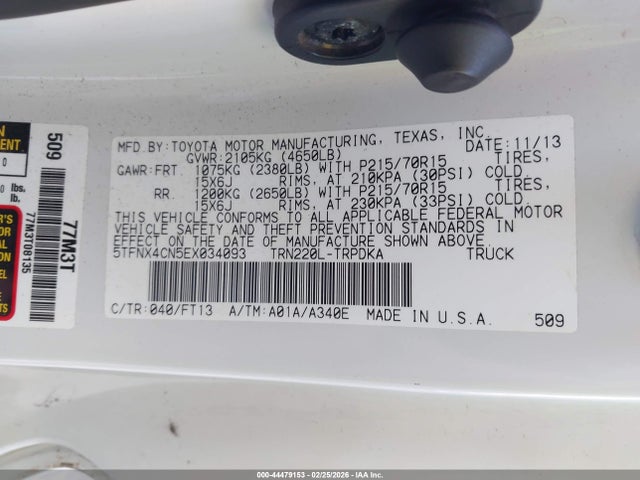 Продажа на аукционе авто 2014 Toyota Tacoma, vin: 5TFNX4CN5EX034093, номер лота: 44479153