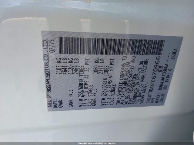 Продаж на аукціоні авто 2026 Nissan Rogue Sv, vin: 5N1BT3BA8TC670966, номер лоту: 44479154
