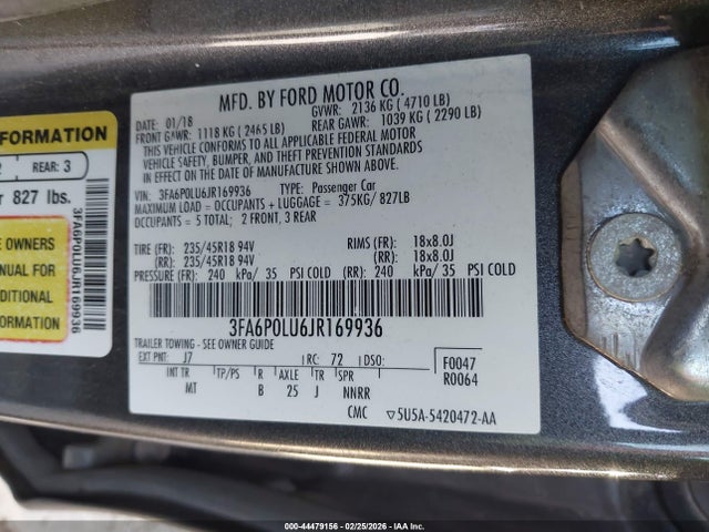 Ford Fusion Hybrid Se 2018 3FA6P0LU6JR169936 Image 9