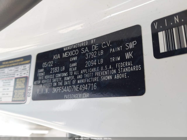 Продажа на аукционе авто 2022 Kia Forte Gt-line, vin: 3KPF54AD7NE494716, номер лота: 44479202
