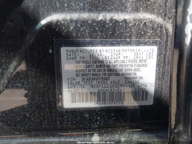 3N1AB7AP4FY359467 Nissan SENTRA SR