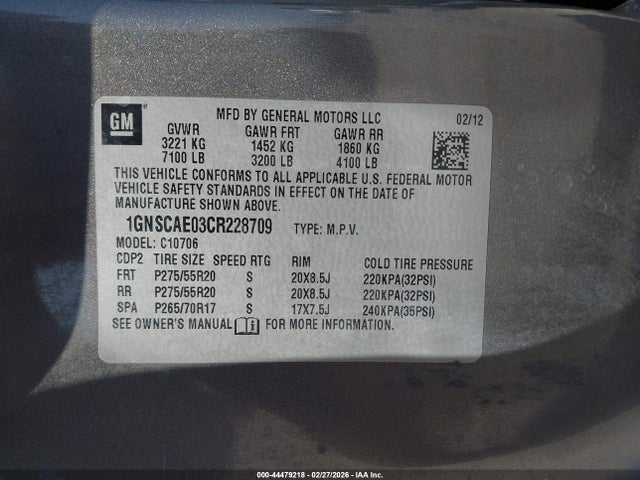 2012 CHEVROLET TAHOE 1GNSCAE03CR228709 Photo 8