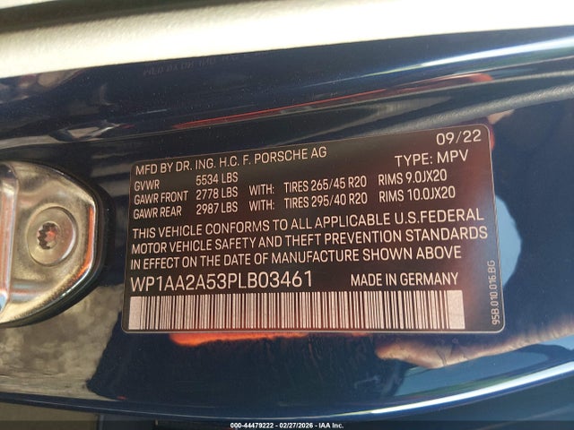 WP1AA2A53PLB03461 Porsche Macan T