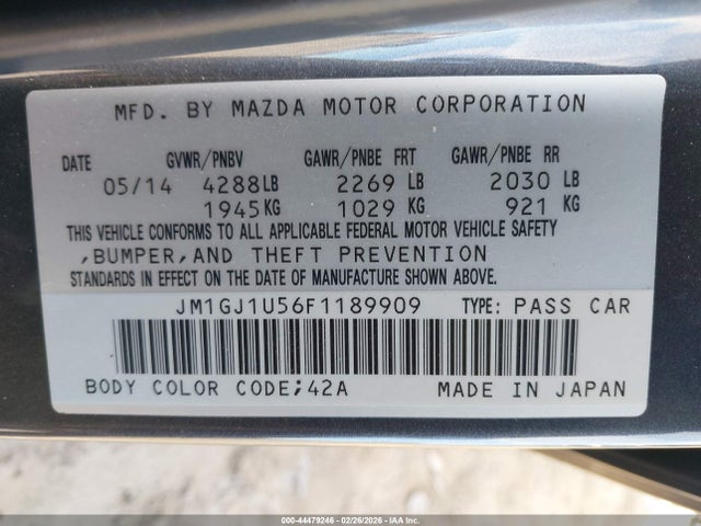 2015 MAZDA MAZDA6 JM1GJ1U56F1189909 Photo 8