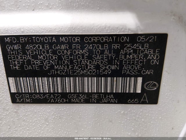 2021 LEXUS IS 350 JTHGZ1E25M5021549 Photo 8