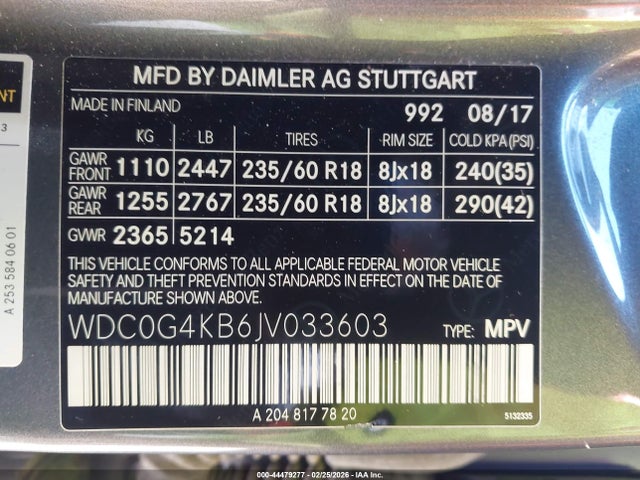 44479277 :رقم المزاد ، WDC0G4KB6JV033603 vin ، 2018 Mercedes-benz Glc 300 4matic مزاد بيع