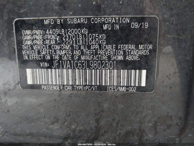 JF1VA1C63L9802301 Subaru Wrx Premium