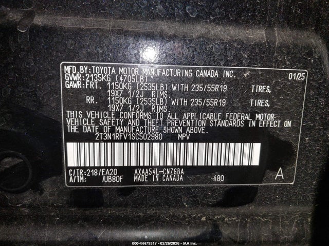 2T3N1RFV1SC502980 Toyota Rav4 Limited