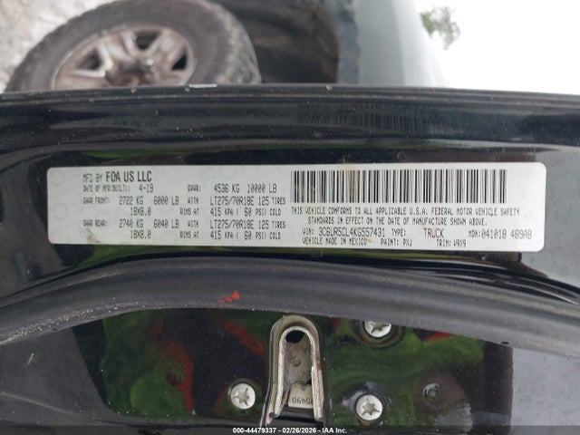 Продажа на аукционе авто 2019 Ram 2500, vin: 3C6UR5CL4KG557431, номер лота: 44479337