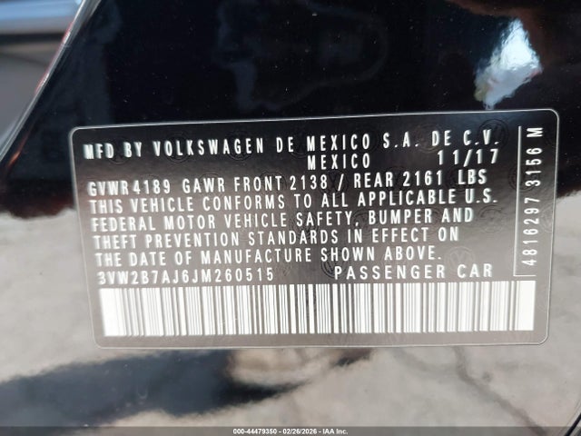 Volkswagen Jetta 1.4t S 2018 3VW2B7AJ6JM260515 Image 9