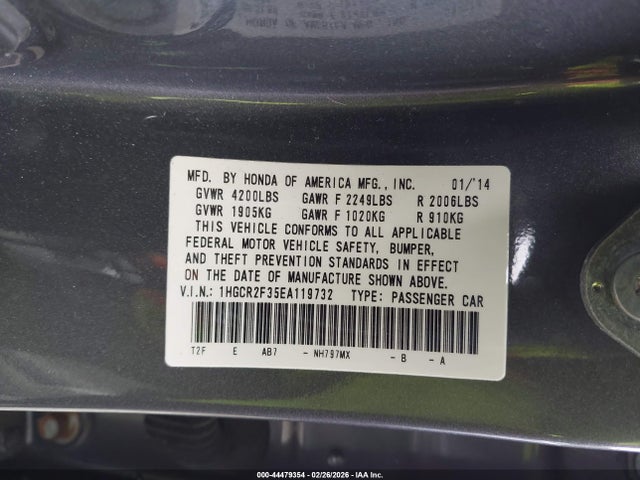Honda ACCORD LX 2014 1HGCR2F35EA119732 Image 9
