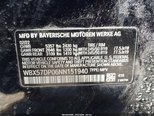 WBX57DP06NN151940 BMW X3 Xdrive30i