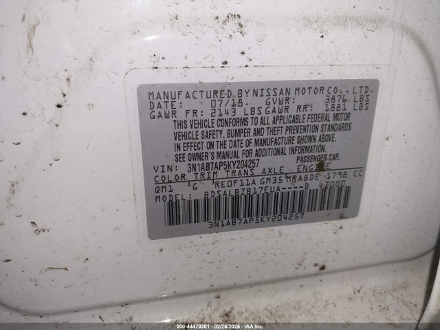 3N1AB7AP5KY204257 Nissan SENTRA S