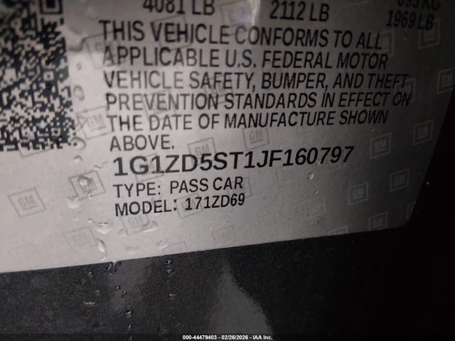 2018 CHEVROLET MALIBU 1G1ZD5ST1JF160797 Photo 8
