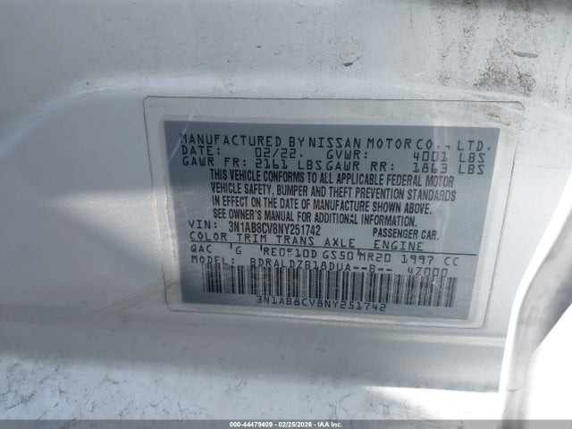 3N1AB8CV8NY251742 Nissan Sentra Sv Xtronic Cvt