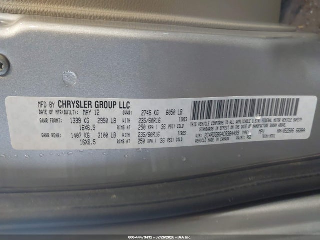 Продаж на аукціоні авто 2012 Dodge Grand Caravan Se/avp, vin: 2C4RDGBG4CR384499, номер лоту: 44479432