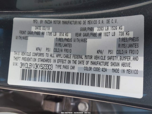 Aukcja sprzedaży 2019 Toyota Yaris L, vin: 3MYDLBYV3KY523303, numer aukcji: 44479440