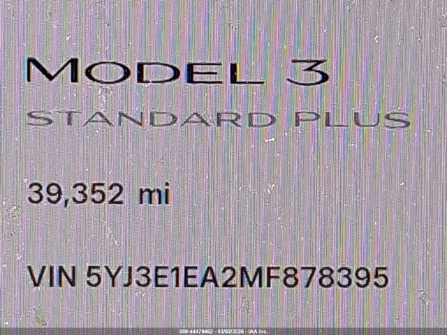 Продажа на аукционе авто 2021 Tesla Model 3 Standard Range Plus Rear-wheel Drive, vin: 5YJ3E1EA2MF878395, номер лота: 44479462