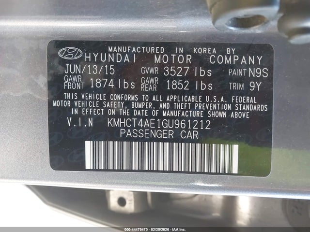 Hyundai ACCENT SE 2016 KMHCT4AE1GU961212 Image 9