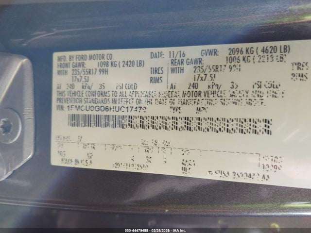 Aukcja sprzedaży 2017 Ford Escape Se, vin: 1FMCU0GD6HUC17479, numer aukcji: 44479488