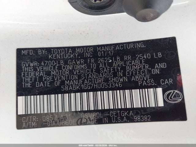 58ABK1GG7HU053346 Lexus ES 350
