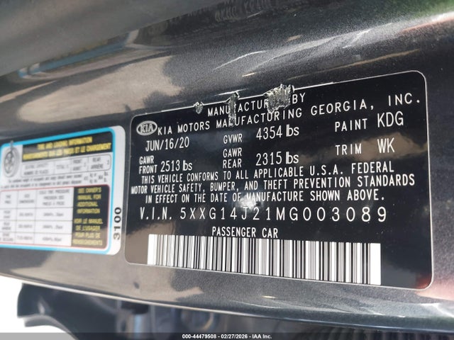 5XXG14J21MG003089 KIA K5 LXS