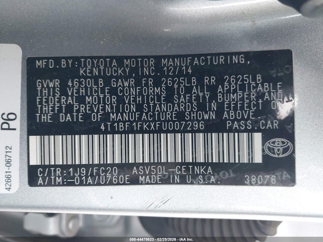 Toyota CAMRY LE 2015 4T1BF1FKXFU007296 Image 9