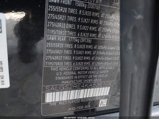 2019 LAND ROVER RANGE ROVER SALGS2RE4KA536104 Photo 8