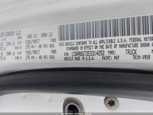 1C6RR6GT2ES314252 RAM 1500 Slt