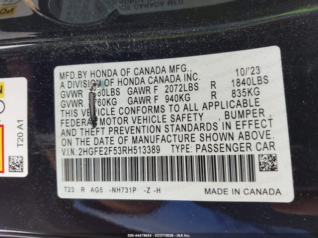 Honda Civic Sport 2024 2HGFE2F53RH513389 Image 9