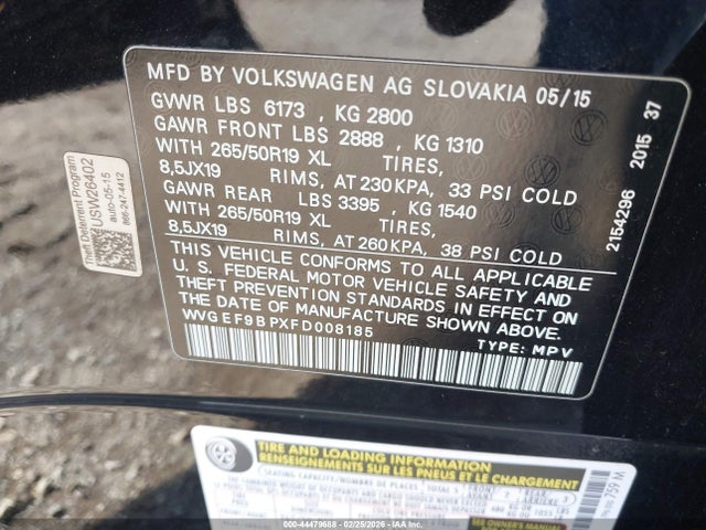2015 VOLKSWAGEN TOUAREG WVGEF9BPXFD008185 Photo 8