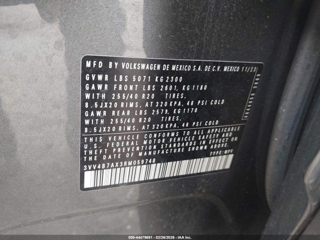 2024 Volkswagen Tiguan 2.0t Sel R-line მანქანა იყიდება აუქციონზე, vin: 3VV4B7AX3RM059748, აუქციონის ნომერი: 44479691