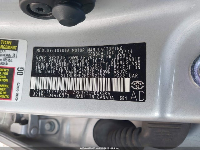 Toyota Corolla S 2014 2T1BURHE2EC152232 Image 9