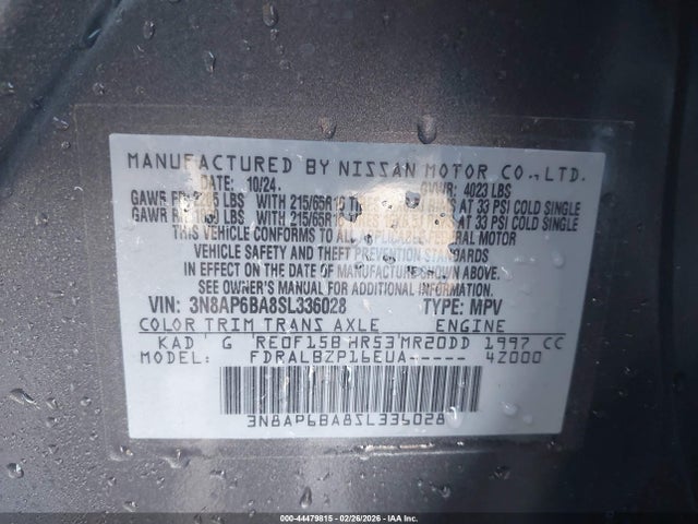 3N8AP6BA8SL336028 Nissan Kicks S Fwd