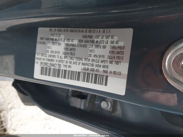 44479817 :رقم المزاد ، 3MVDMBCL6NM401756 vin ، 2022 Mazda Cx-30 Carbon Edition مزاد بيع