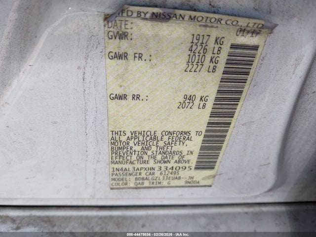 1N4AL3APXHN334095 Nissan Altima 2.5 S
