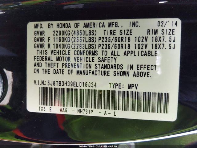 5J8TB3H39EL016034 Acura RDX