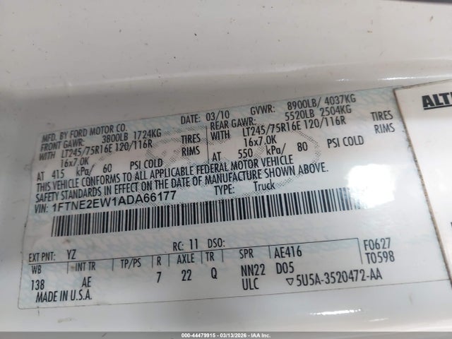 2010 FORD E-250 1FTNE2EW1ADA66177 Photo 8