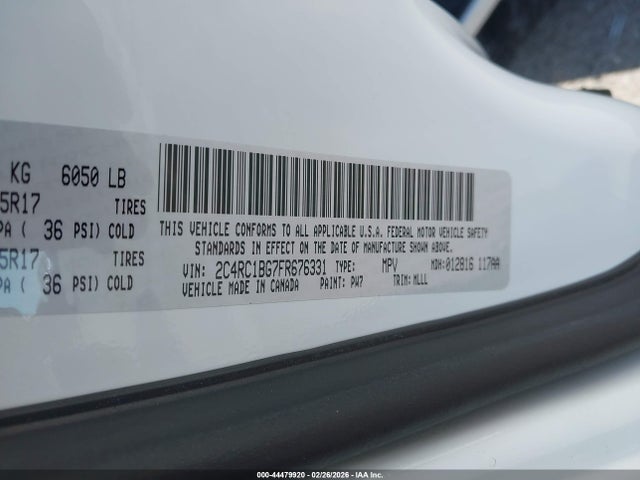 Aukcja sprzedaży 2015 Chrysler Town & Country Touring, vin: 2C4RC1BG7FR676331, numer aukcji: 44479920