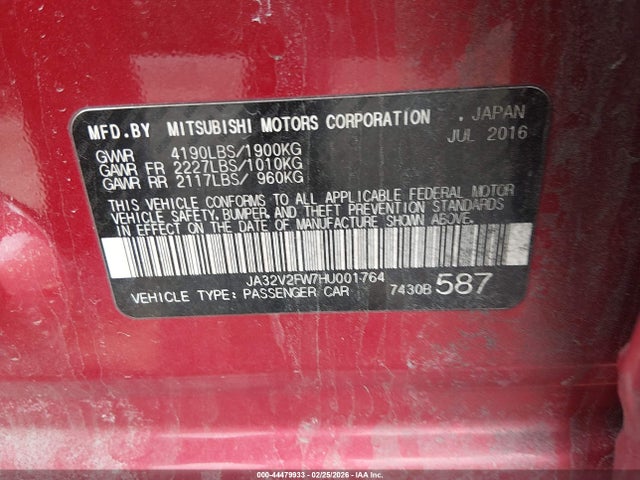 2017 MITSUBISHI LANCER JA32V2FW7HU001764 Photo 8