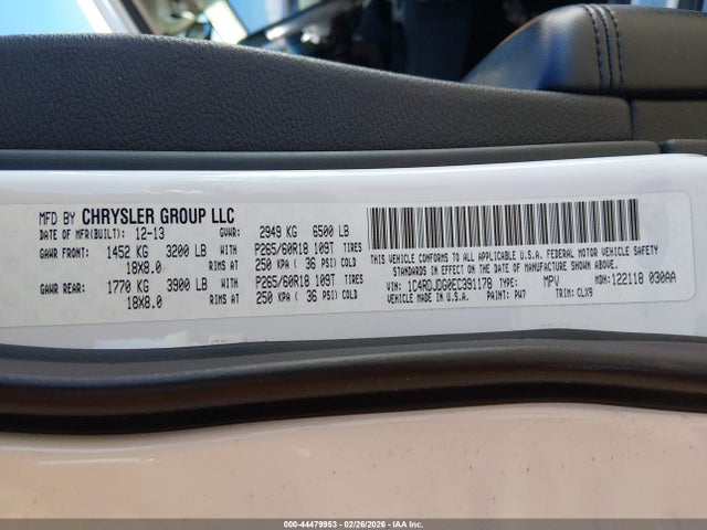 Aukcja sprzedaży 2014 Dodge Durango Limited, vin: 1C4RDJDG0EC391178, numer aukcji: 44479953