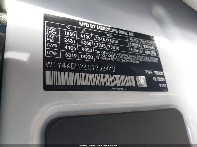 W1Y4KBHY6ST203442 Mercedes-Benz Sprinter 2500 Standard Roof 4-cyl Diesel