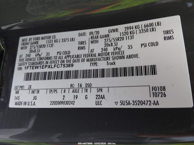 2020 FORD F-150 1FTEW1EPXLFC75389 Photo 8