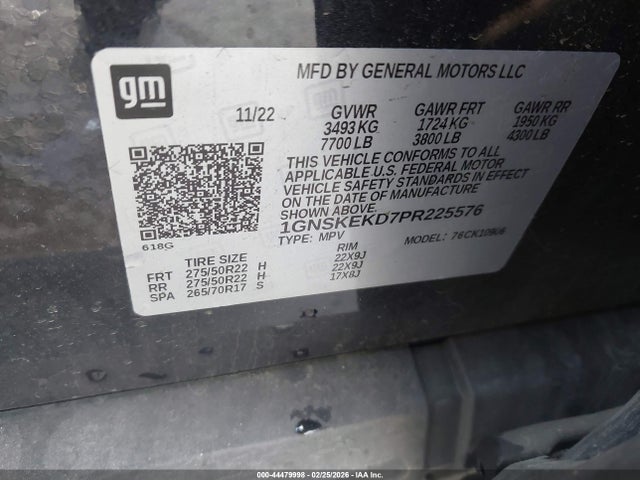 Продажа на аукционе авто 2023 Chevrolet Suburban 4wd Rst, vin: 1GNSKEKD7PR225576, номер лота: 44479998