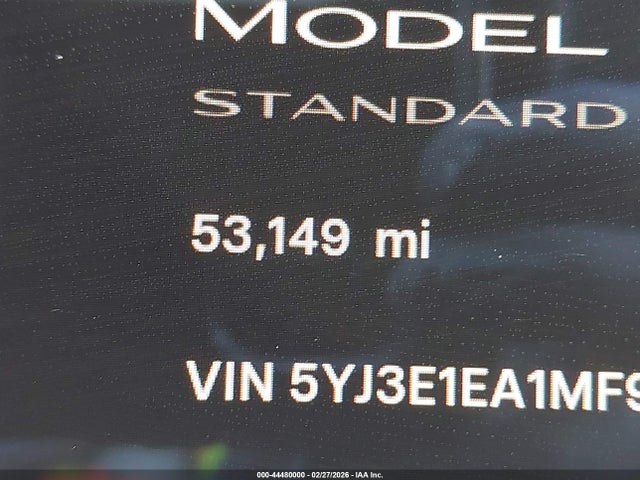 Продаж на аукціоні авто 2021 Tesla Model 3 Standard Range Plus Rear-wheel Drive, vin: 5YJ3E1EA1MF915372, номер лоту: 44480000